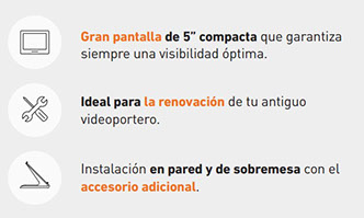 características monitor clase 100 Tegui videoportero