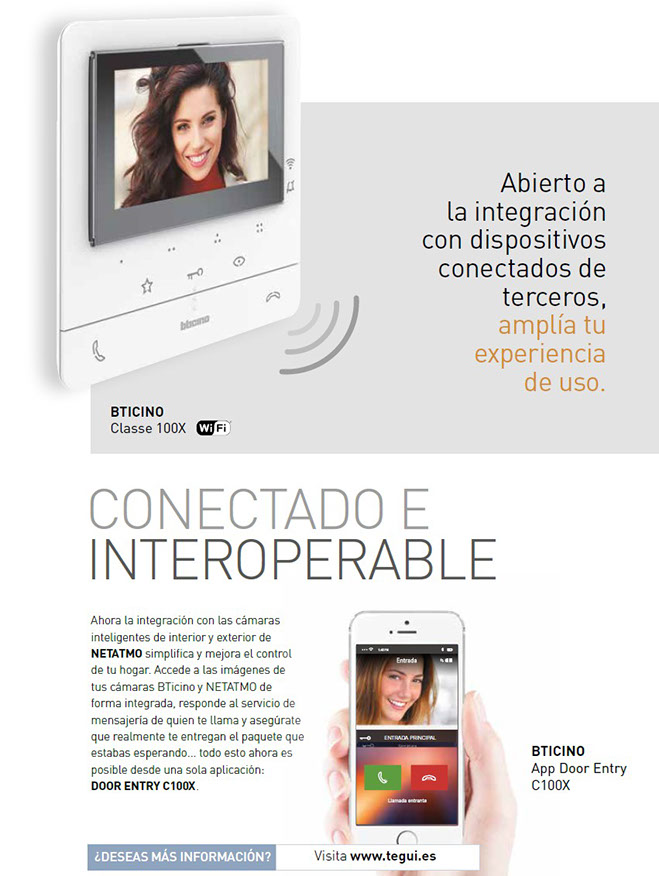 Características monitor Videoportero Tegui Clase 100