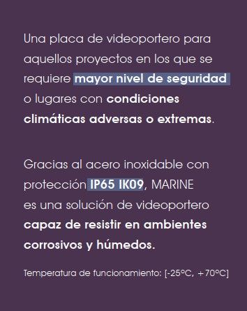 Características Placa de Videportero Fermax Marine