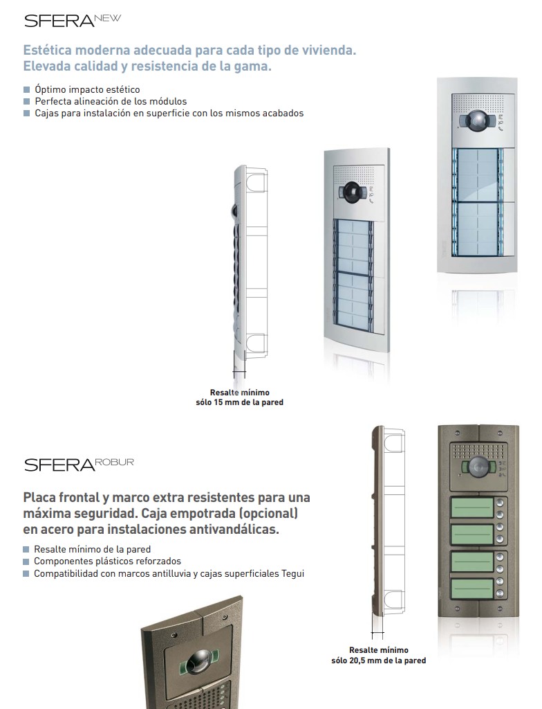 Características interfonos Tegui Sfera