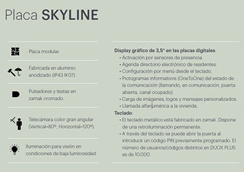 Caracterísitcas instalaciones interfonos Fermax Skyline
