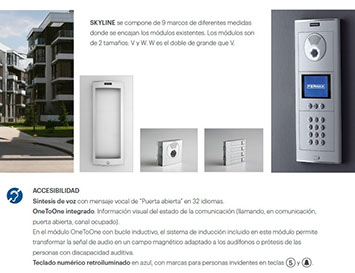 Caracterísitcas instalaciones interfonos Fermax Skyline